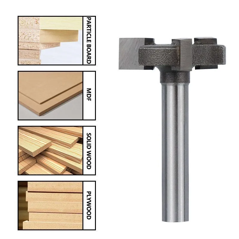 CMCP Router Bit 3 Teeth Slab Flattening Router Bit CNC Spoilboard Surfacing Router Bit T-Slot Milling Cutter For Wood