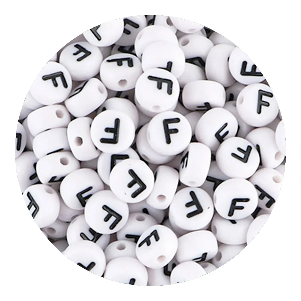 50/100/200 stks/partij 7x4mm Wit A-Z Ronde Alfabet Acryl Letters Kralen Losse Spacer voor Sieraden Maken DIY Armband Accessoires
