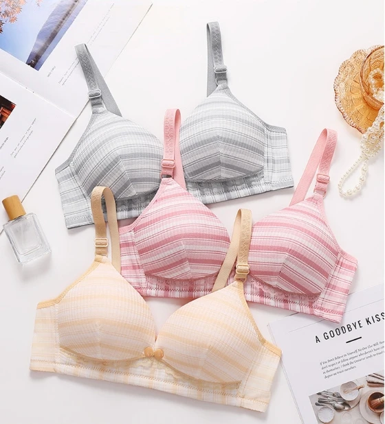 3Pcs Striped Wireless Cotton Maternity Nursing Bra For Pregnant WomenSoft Cotton Comfort Maternity Bra Adjustable Shoulder Strap