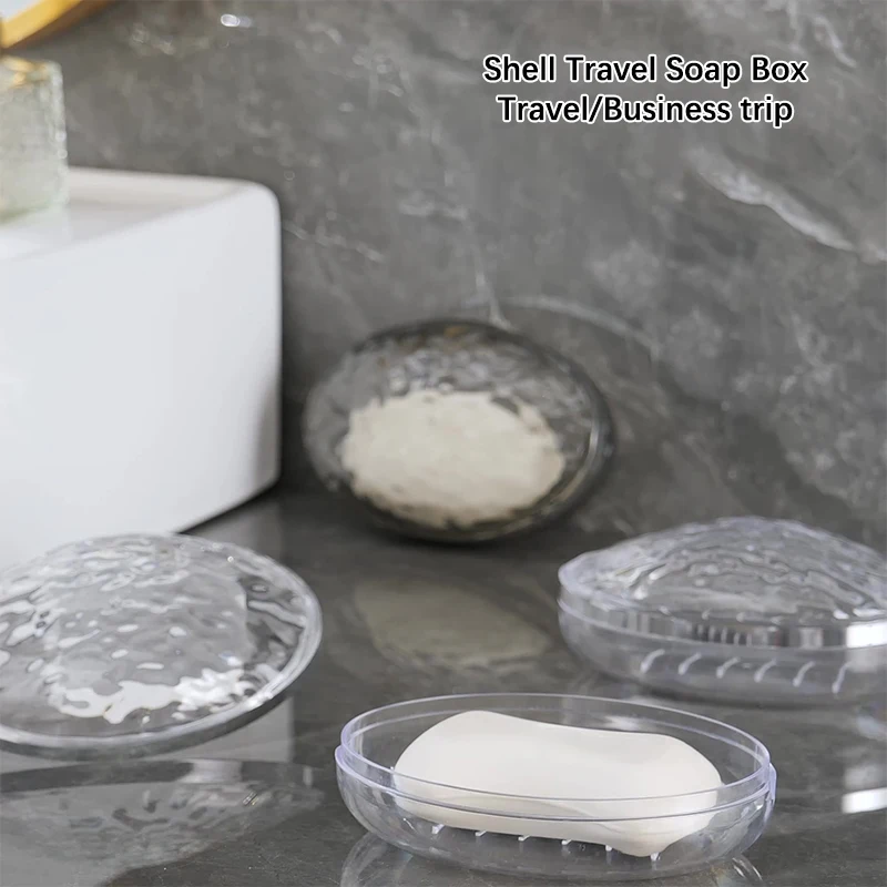 

Light Luxury Glacial Pattern Soap Box With Lid Transparent Waterproof Soap Dishes For Travel Easy To Carry Soap Case Bathroom