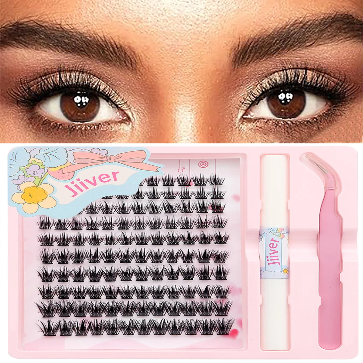 120 pz Kit di estensione ciglia fai da te C Curl Wispy Lash Clusters Kit lunghezza mista Kit di estensione ciglia Lash Bond e sigillo e pinzette