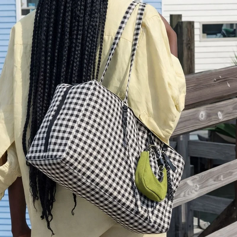 Amerikanische Nylon-Schultertasche mit Großer Kapazität, Leichte Canvas-Handtasche mit Reißverschluss für Täglichen Arbeitsweg und Reisen