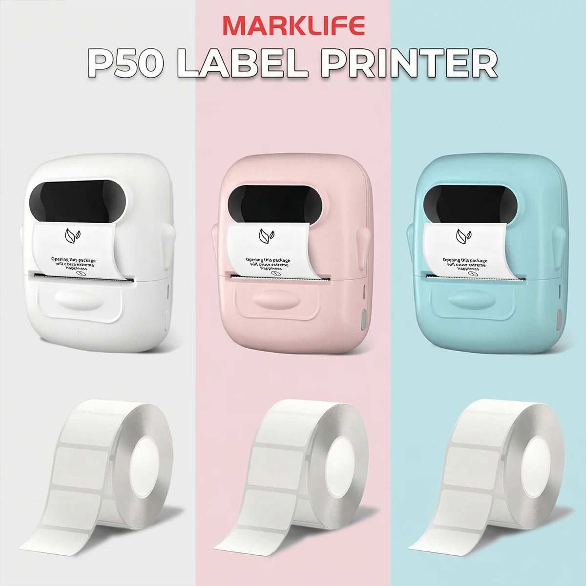 

Беспроводной термопринтер этикеток Marklife P50, безчернильный, Bluetooth, для самоклеящихся этикеток, для создания DIY-дизайнов и штрихкодов
