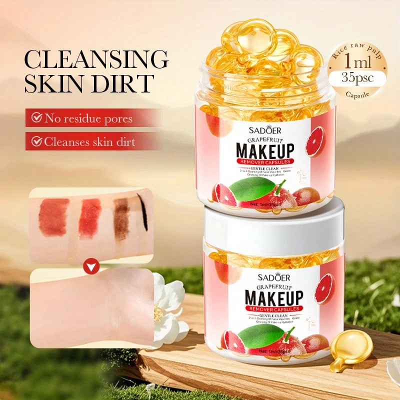 Cápsulas desmaquillantes de pomelo, limpieza profunda, disuelve el maquillaje resistente al agua, suave en la piel, apto para viajes