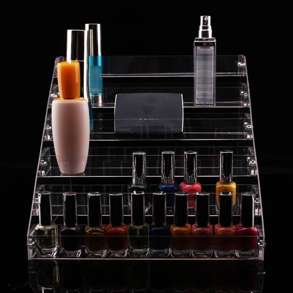

6 Tier Clear Acrylic Rack Perfume Makeup Ladder Display Stand Risers Ink Shelf Acrylic Stand For Action Figures Paint Cosmetics