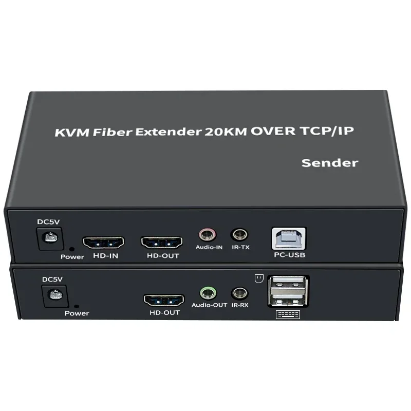 20km HDMI KVM Fiber Cable Extender Transceiver Over TCP/IP Audio Video Transmitter Receiver Support Keyboard Mouse One To Many