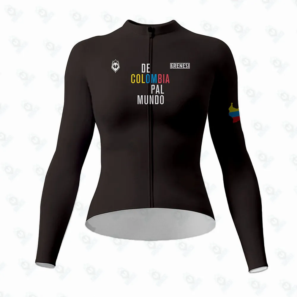 

New Black Colombia Frenesi Winter/Summer Women's Long Sleeve Cycling Jersey MTB Autumn Clothing Top Shirts Road Bike Clothes