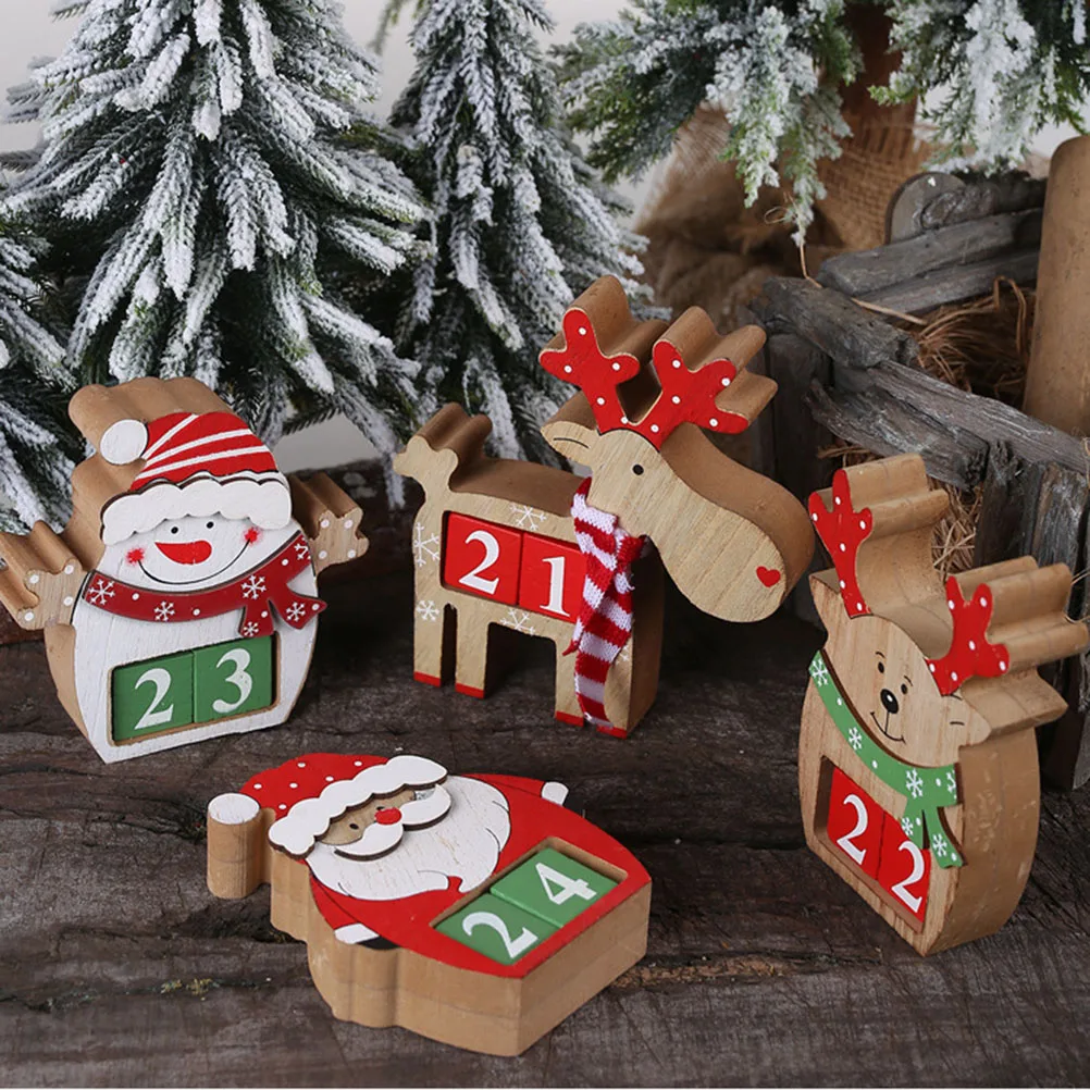 

Wooden Perpetual Calendar Christmas Christmas Calendar Decor Home Decor Reusable Rotating Blocks Vintage Style Office Cafe Gift