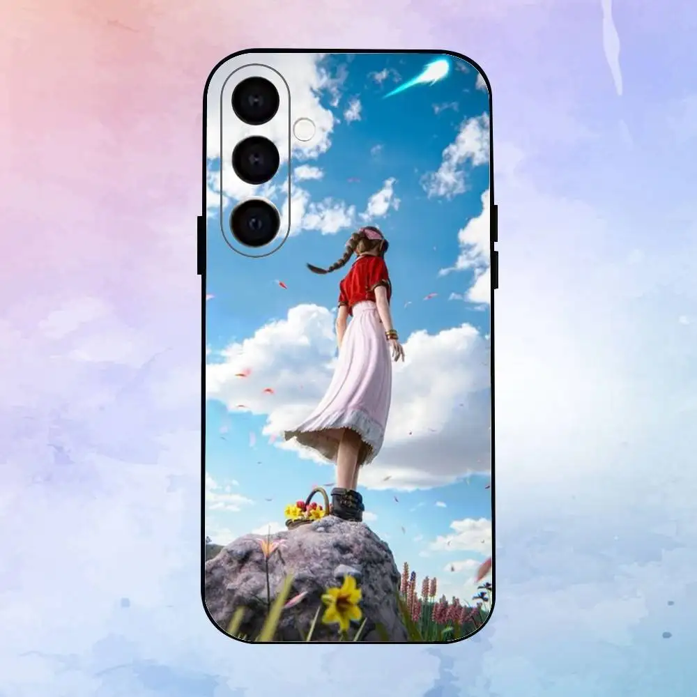 حافظة هاتف لطيفة من A-Aerith G-Gainsborough لهاتف سامسونج جالاكسي A73، A72، A71، A70، A53، A52، A51، غلاف أسود ناعم آخر #3