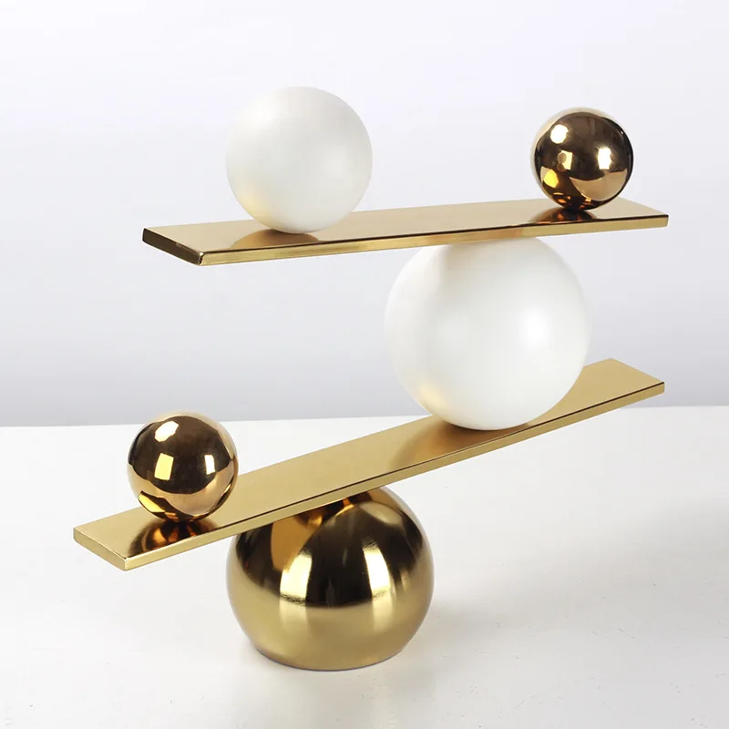 Seesaw light luxury abstract alloy ornament, Nordic home decoration, study tabletop decoration