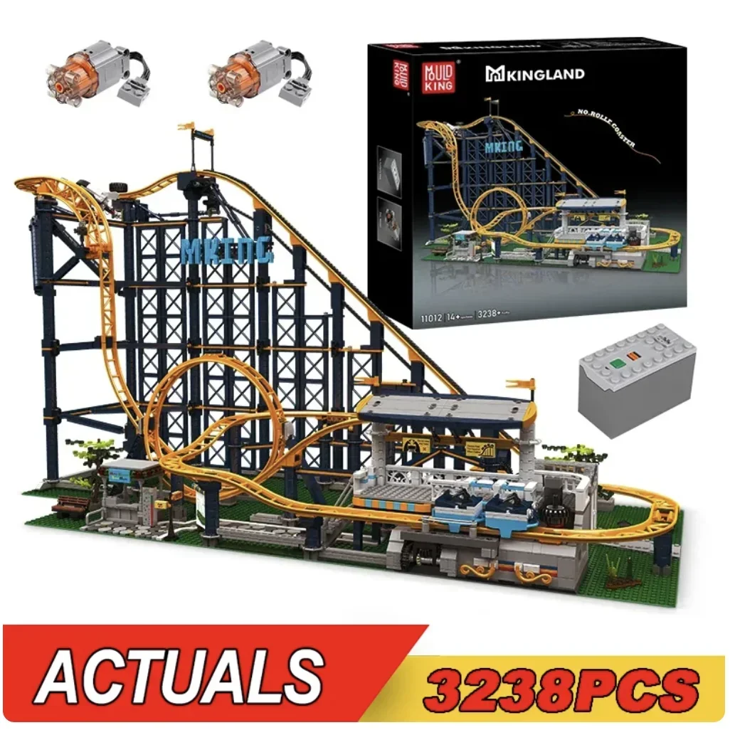 MOULD KING 11012 Amusement Park Roller Coaster with Motor Building Block Bricks DIY Model Assembly Collection Gift for Child