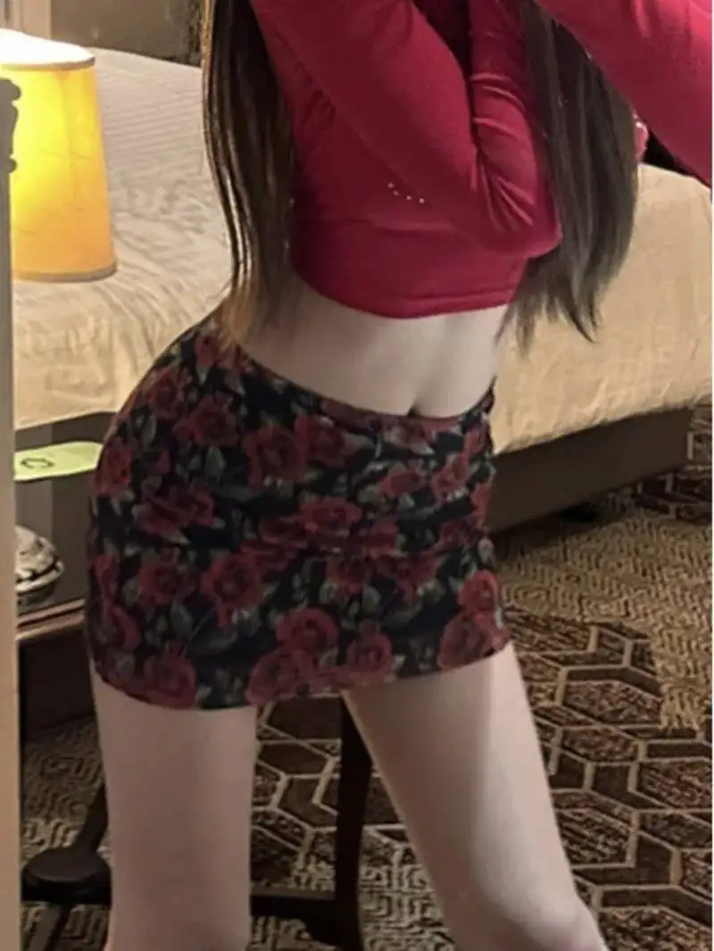 

Новая летняя коллекция 2026: Ретро-юбка А-силуэта с принтом, завышенной талией, облегающая бедра, эластичная, для стильных девушек, женская полуюбка KESR