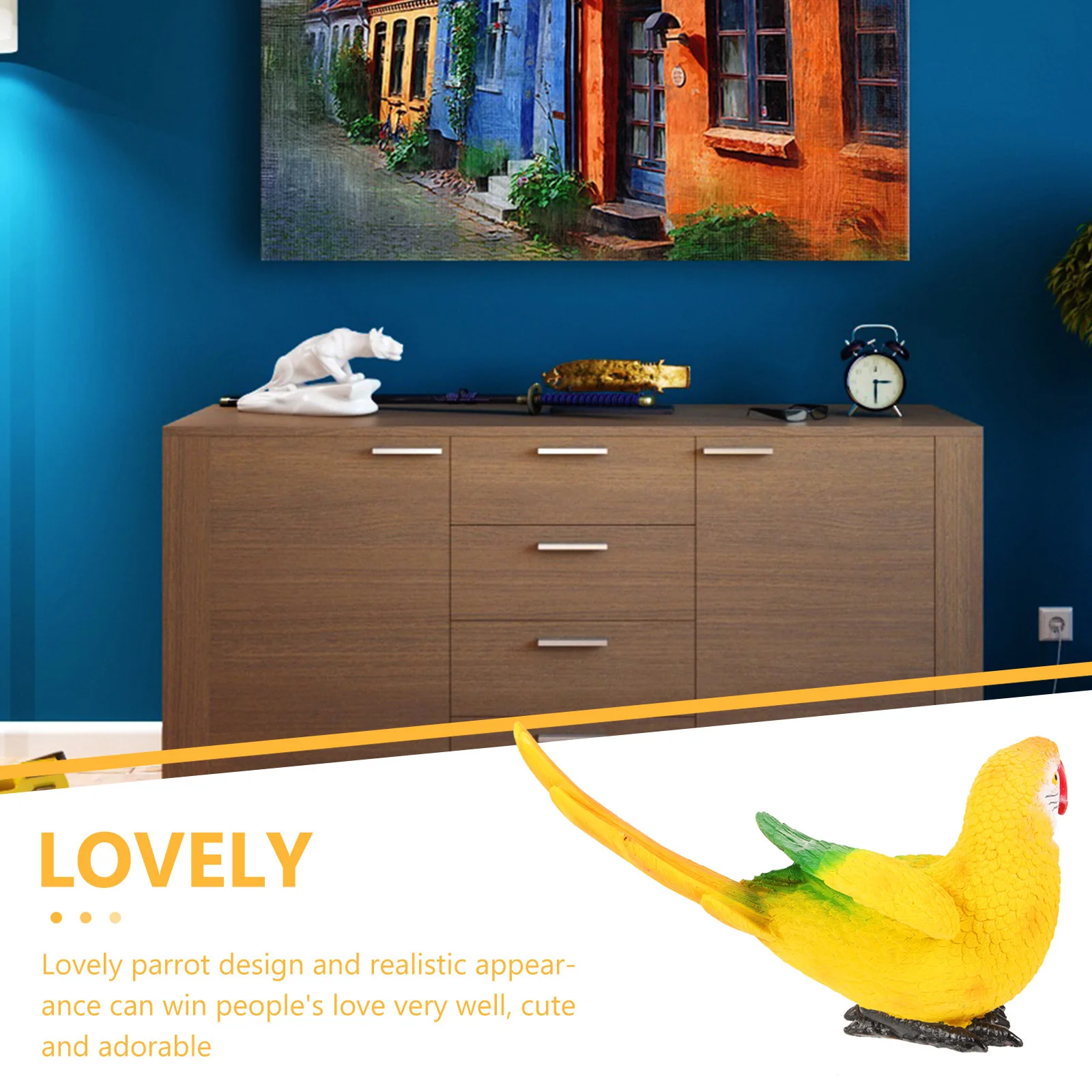 

Colorful Resin Parrot Decoration Lifelike Simulated Bird for Outdoor Indoor Garden Plant Pot Tree Scene Home Greening Accessory