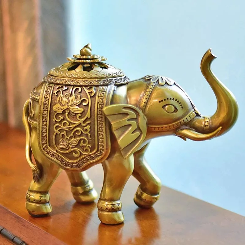 

DSA brass elephant incense burner ornament tea room living room entrance decoration desktop high-end creative home ornament