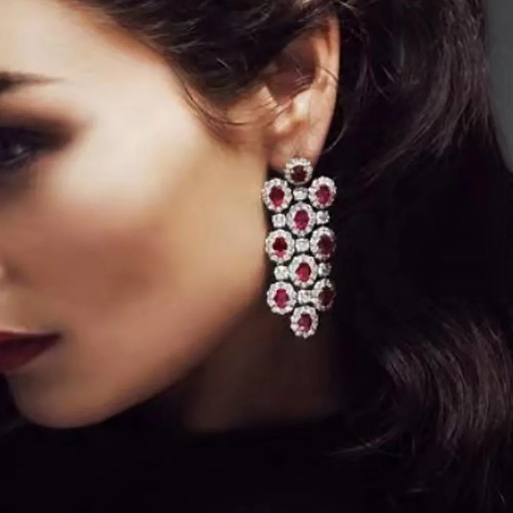 

Missvikki Fashion New Trendy Pendant Earrings Full Micro Elegant Shiny Cubic Zirconia for Women Bridal Wedding Party Jewelry