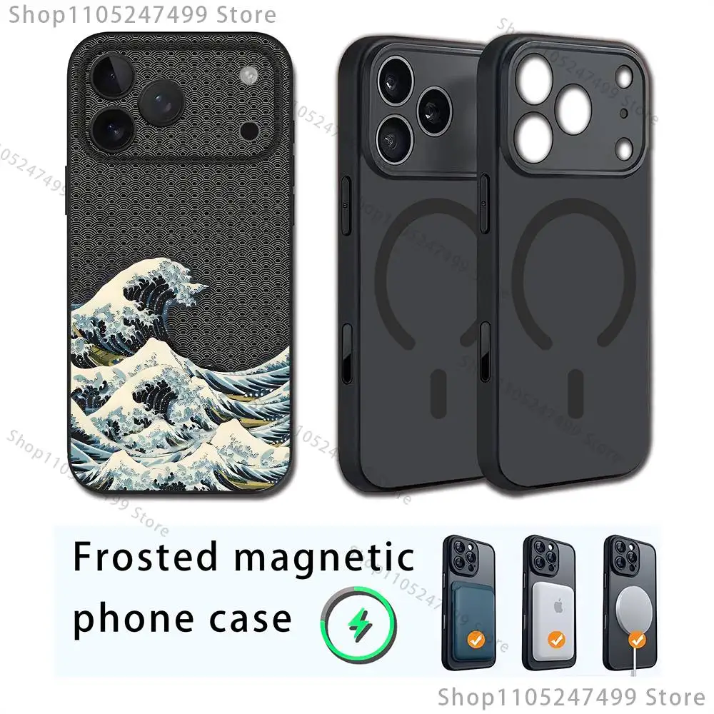 Custodia per telefono The Great Wave off K-Kanagawa per iPhone 17,16,15,14,13,12,11,Pro,Max,Plus,E,Air,Mini Magsafe magnetico satinato
