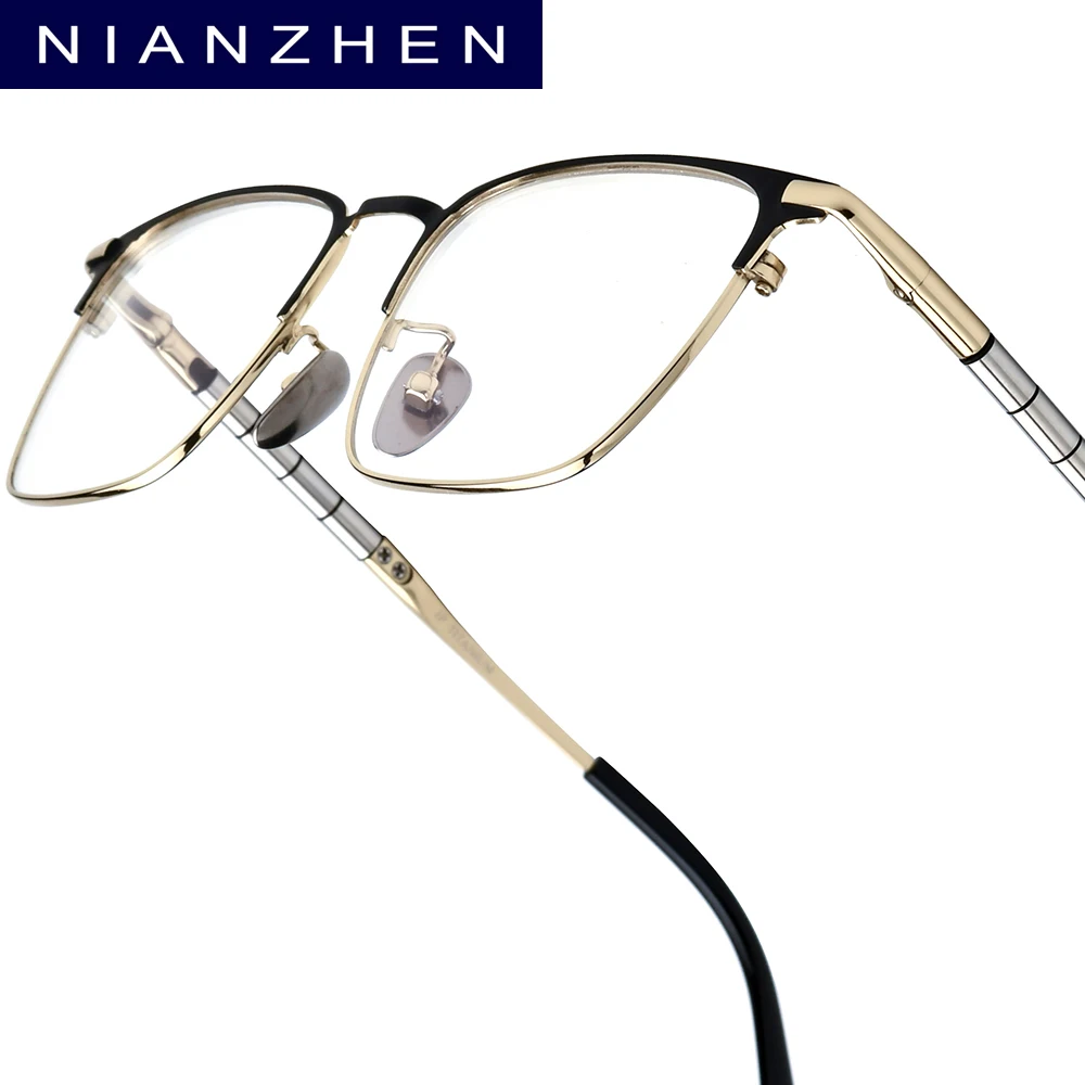 NIANZHEN Pure Titanium Eyeglasses Frame Men 2025 New Square Brand Design Glasses Ultralight-Weight Eyewear Retro Spectacles 9009