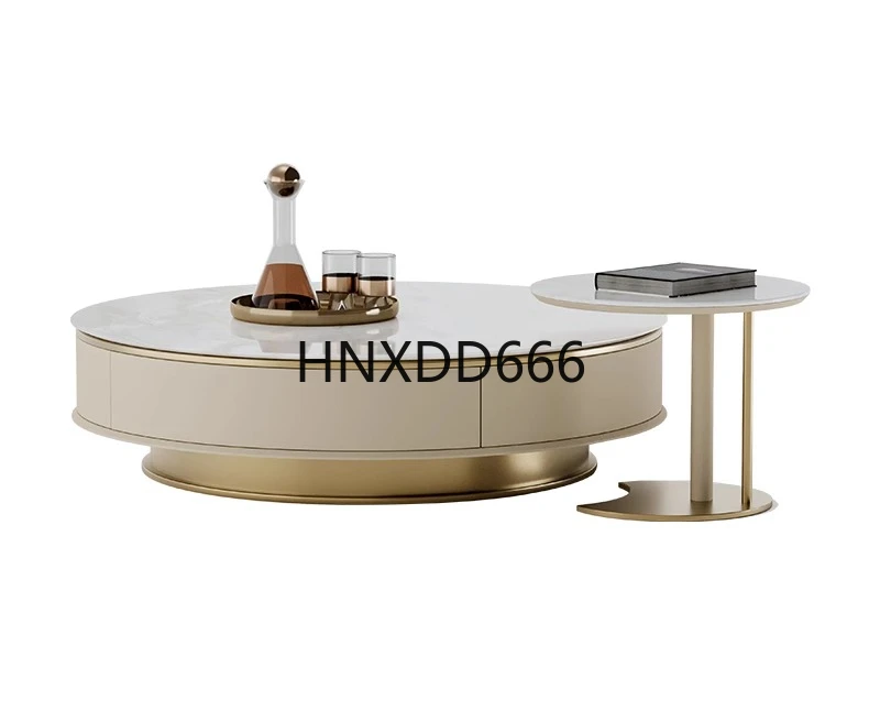 

Современный светлый роскошный журнальный столик для гостиной, круглый журнальный столик из мрамора