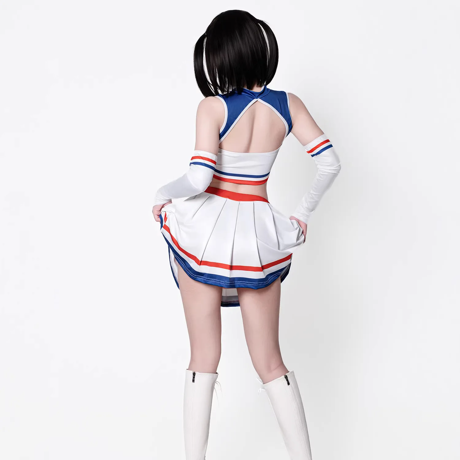 Adult Sleeveless Crop Top Pleated Mini Skirt Uniform Women Cheerleading Costume Sexy Cosplay Lingerie Dance Performance Outfit view 5
