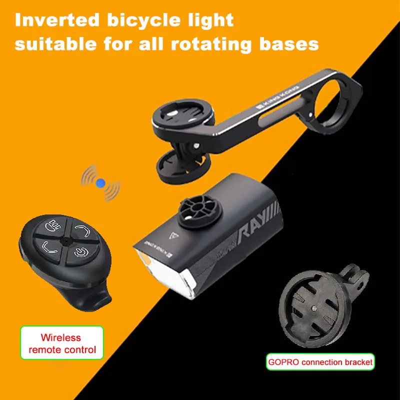 Bicycle Headlight  1500LM Wireless Remote Control Bike Lamp High Capacity Battery Cycling Lights Waterproof Strong Light Flashli