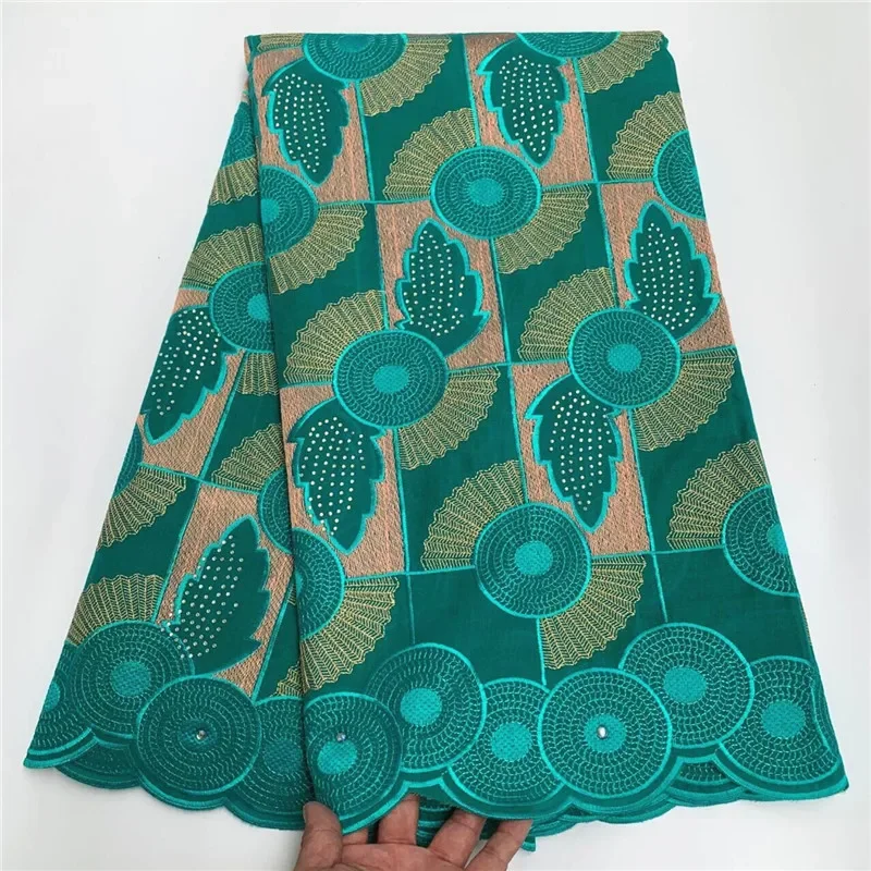 

5-ярдовая тяжелая вышивка бисером, африканская 100% хлопчатобумажная ткань премиум-класса, высокое качество, швейцарская вуаль, кружево, популярный стиль Дубая PSJF82902