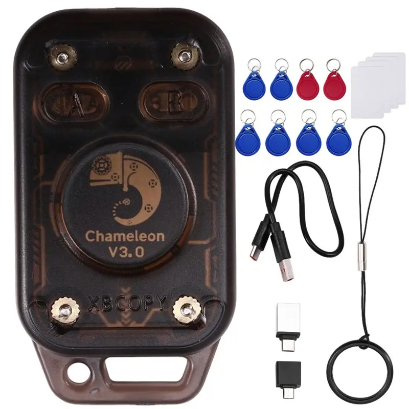 [NEW A09R!】 Chameleon V3.0 RFID Smart Chip Reader Emulator +12PCS UID/CUID Keychain Card Kit ID IC Card Tag Copyer Read Writ