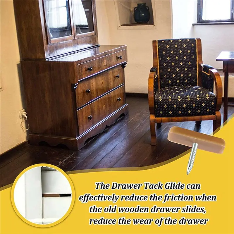 THIVN-Tack-In Drawer Glides Drawer Track Glide For Repairing Dressers, Making All The Drawers Slide Smoothly And Evenly 120Pcs
