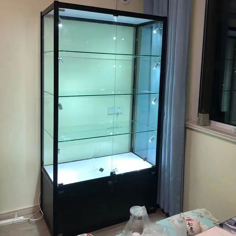 

Custom retail shop chain store display glass display cabinet showcase for jewelry smoke cell phone store