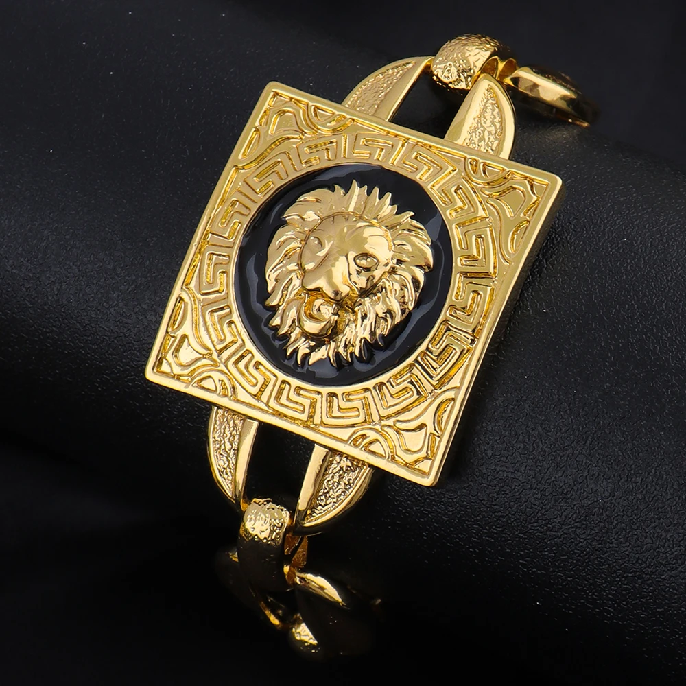

Fashion Ladies Necklace Earring Bangle Ring Jewelry Set Face Shape Chain Pendant Design Large Earrings Square Ring Gift Luxury