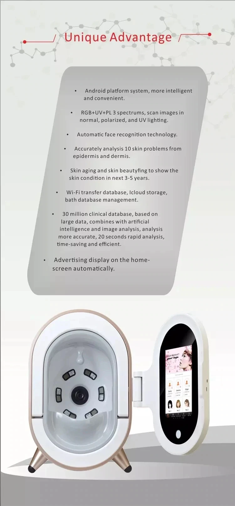 HOT 3D Magic Mirror Skin Analysis Facial Machine Intelligent M9 HD Camera Digital Skin Analyzer Scanner Salon Equipment