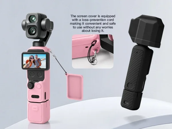 Zestaw silikonowych etui ochronnych do DJI Osmo Pocket 4P, osłona ochronna z hartowanym szkłem na ekran i obiektyw, odporna na zarysowania — zdjęcie produktu 6
