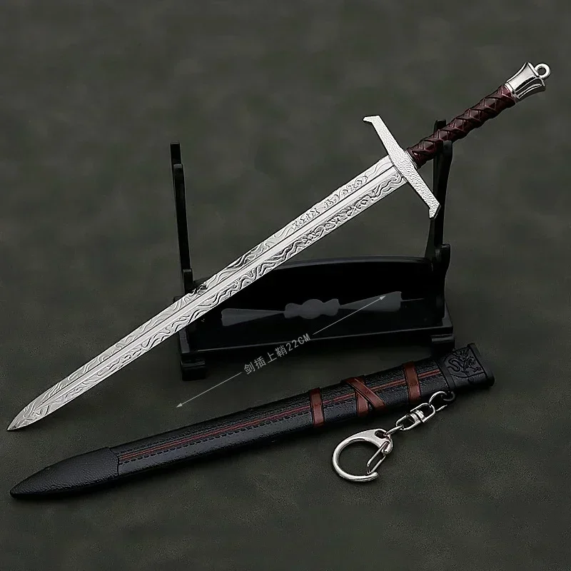 22cm Arthur Pendragon Swords Medieval Katana Samurai Sword Uncut Blade Model Keychain Collections Christmas Gifts Toys For Kids