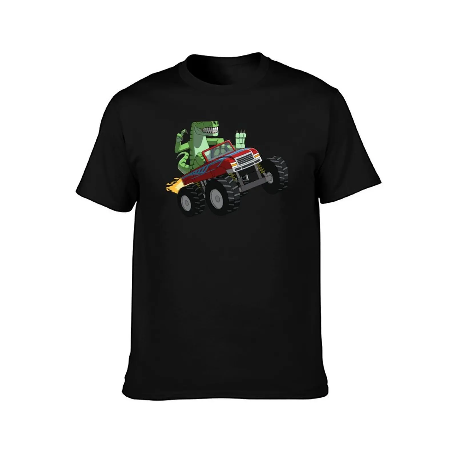 T-Rex on a Monster Truck T-Shirt, Summer Casual Cotton Tee, Oversized Streetwear Tops, Vintage Graphic Print, Unisex Men Women
