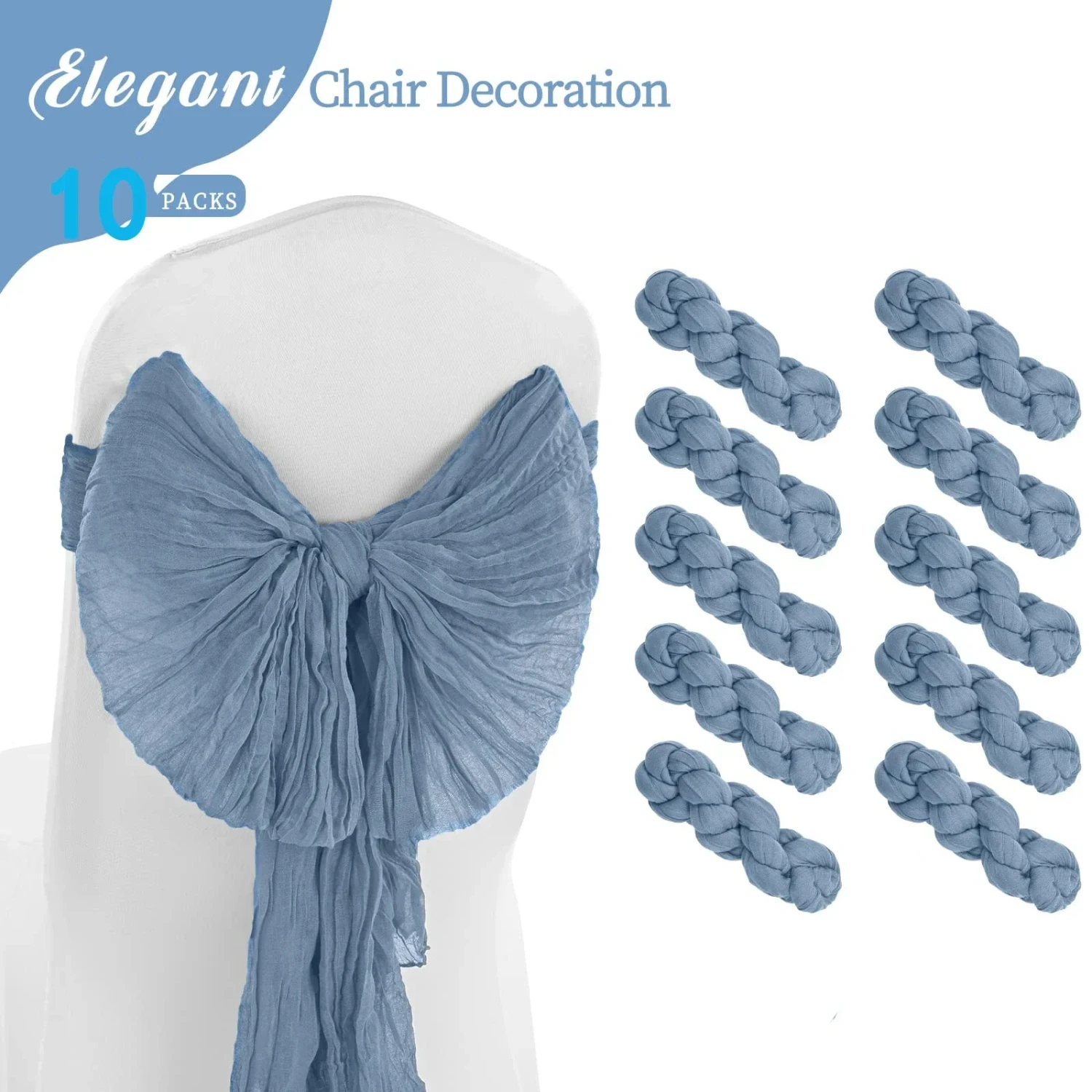 10pcs Cheesecloth Chair Sashes Table Runner Ribbon Semi-Sheer Gauze Dining Table Setting  Wedding Party Arch Draping Decor