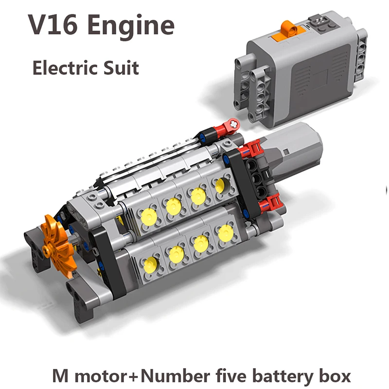 MOC V16 Engine Building Block Six Speed Transmission Engine Motor Model