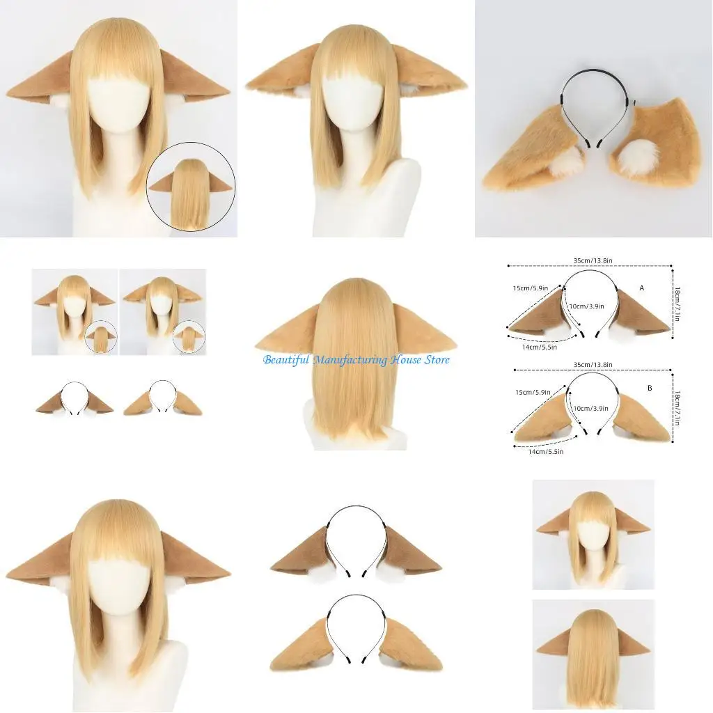 

E56A Lovely Wolf Ear Cosplay Wolf Halloween Party Costume Headband Headdress