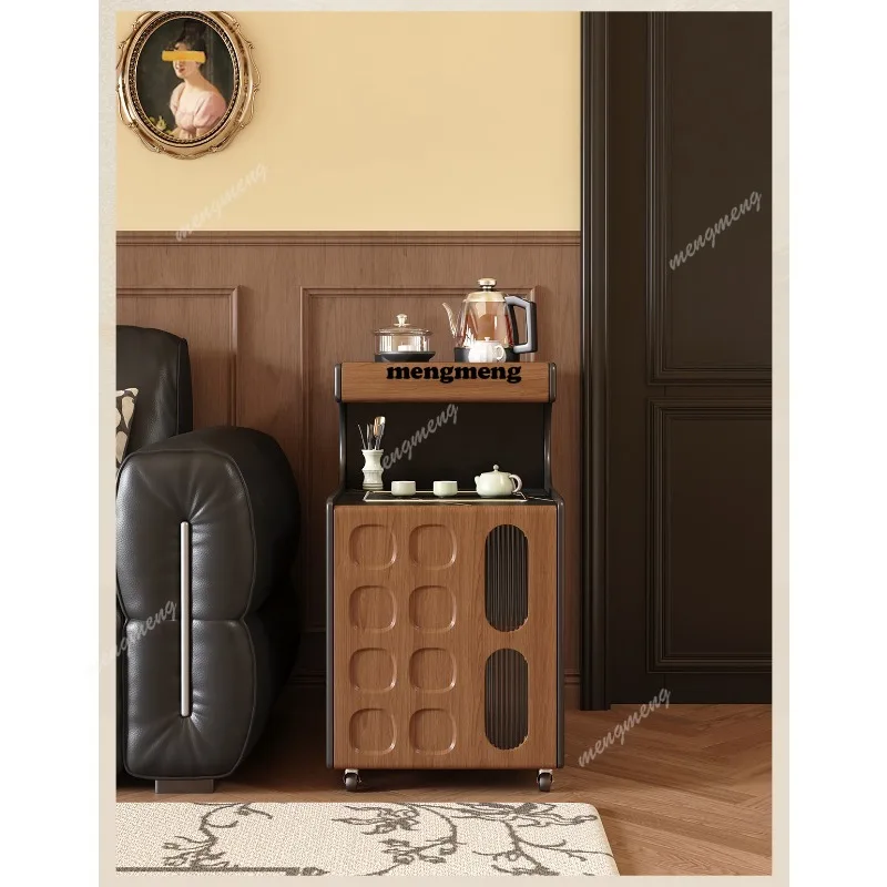 

Medieval style edge few movable living room trolley integrated tea table storage sofa side cabinet