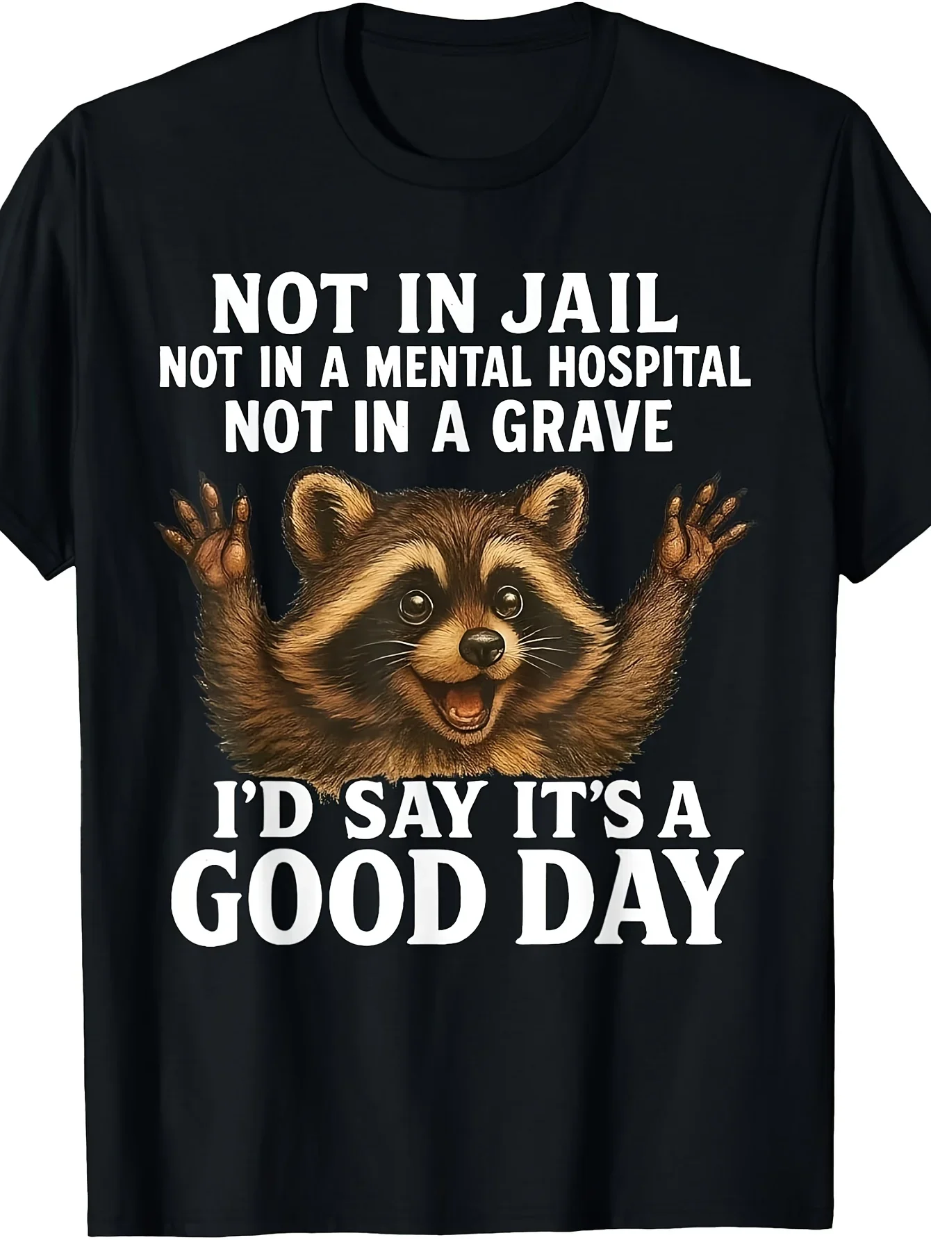 Plus-Size Men'S Funny Racoon T-Shirt - Features Vintage Slogan 