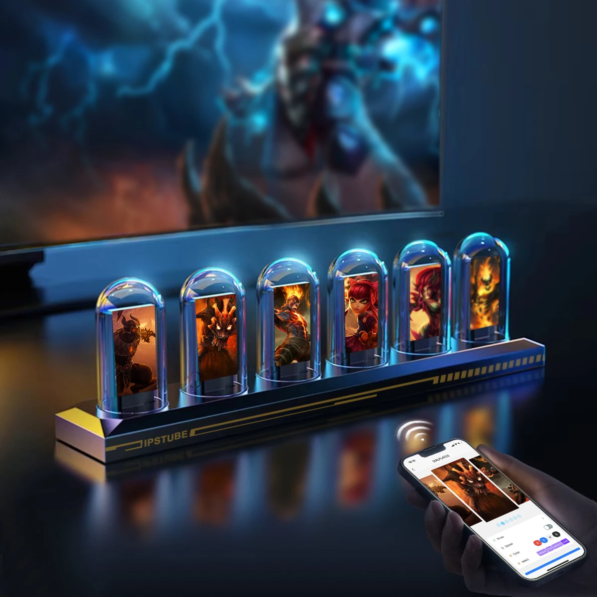 Creative Nixie Digital Tube Clock RGB Mini Monitor USB LED Night Lights Desktop Decor IPS Color Display Screen WiFi APP Control