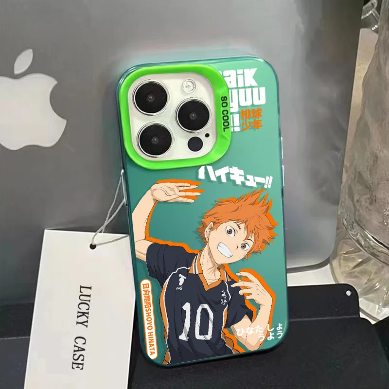 Animacja Haikyuu dla Apple iPhone 15 14 13 12 11 XS XR X 8 7 Pro Max Plus mini kolorowa posrebrzana wewnętrzna osłona