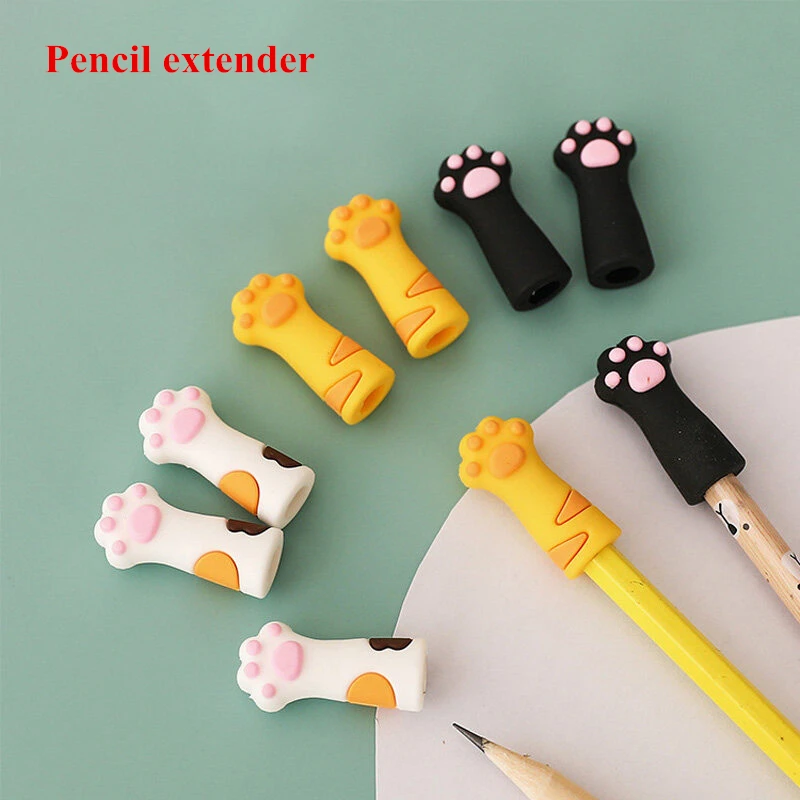 3 Pieces/Set Cartoon Pencil Cap Creative Cap Cat Claw Nib Protection Pencil Extender