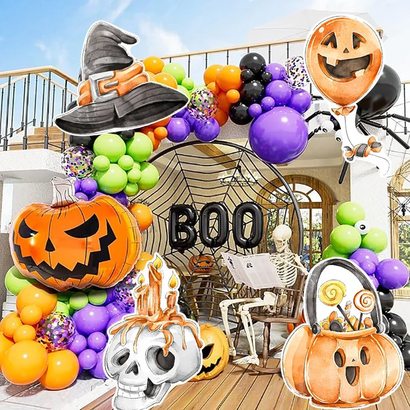 30/45/60cm Halloween Cardboard  Halloween Pumpkin Witch Hat Skull Cutouts KT Board Party Backdrop Home Outdoor Prop Deocr