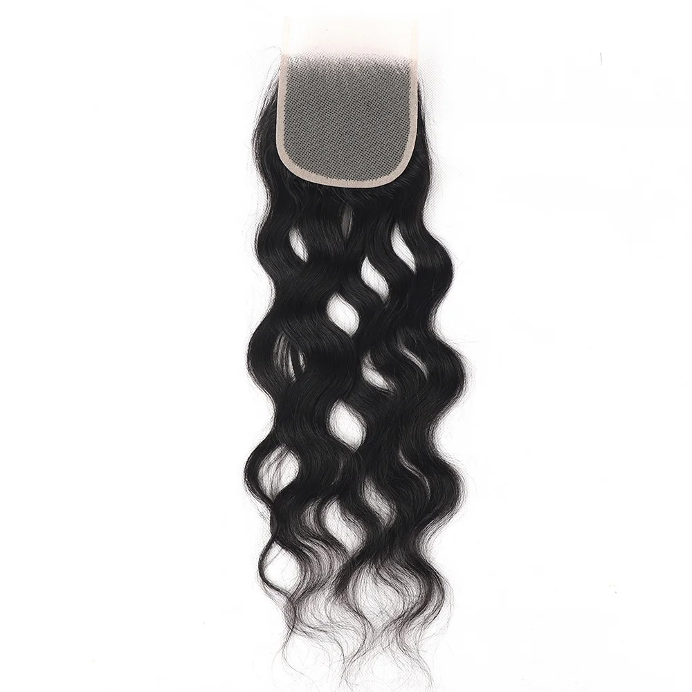 Natural Wave Human Hair Closure 4x4 Tranparent Lace Closure Only Natural Color Pre Plucked