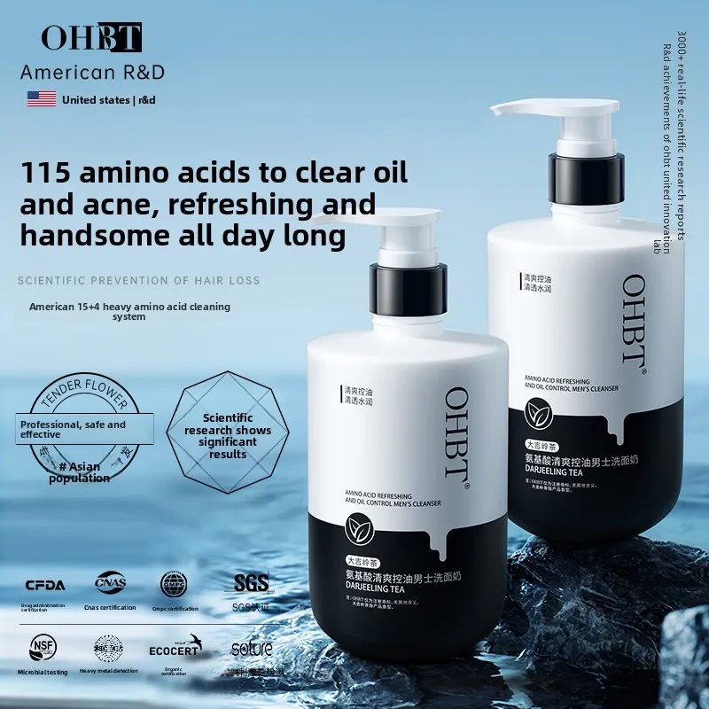 

OHBT Men Salicylic Acid Cleansing Lotion, Gentle Moisturizing Nourishing Facial Cleanser, 500g Oil Control Brightening Face Wash