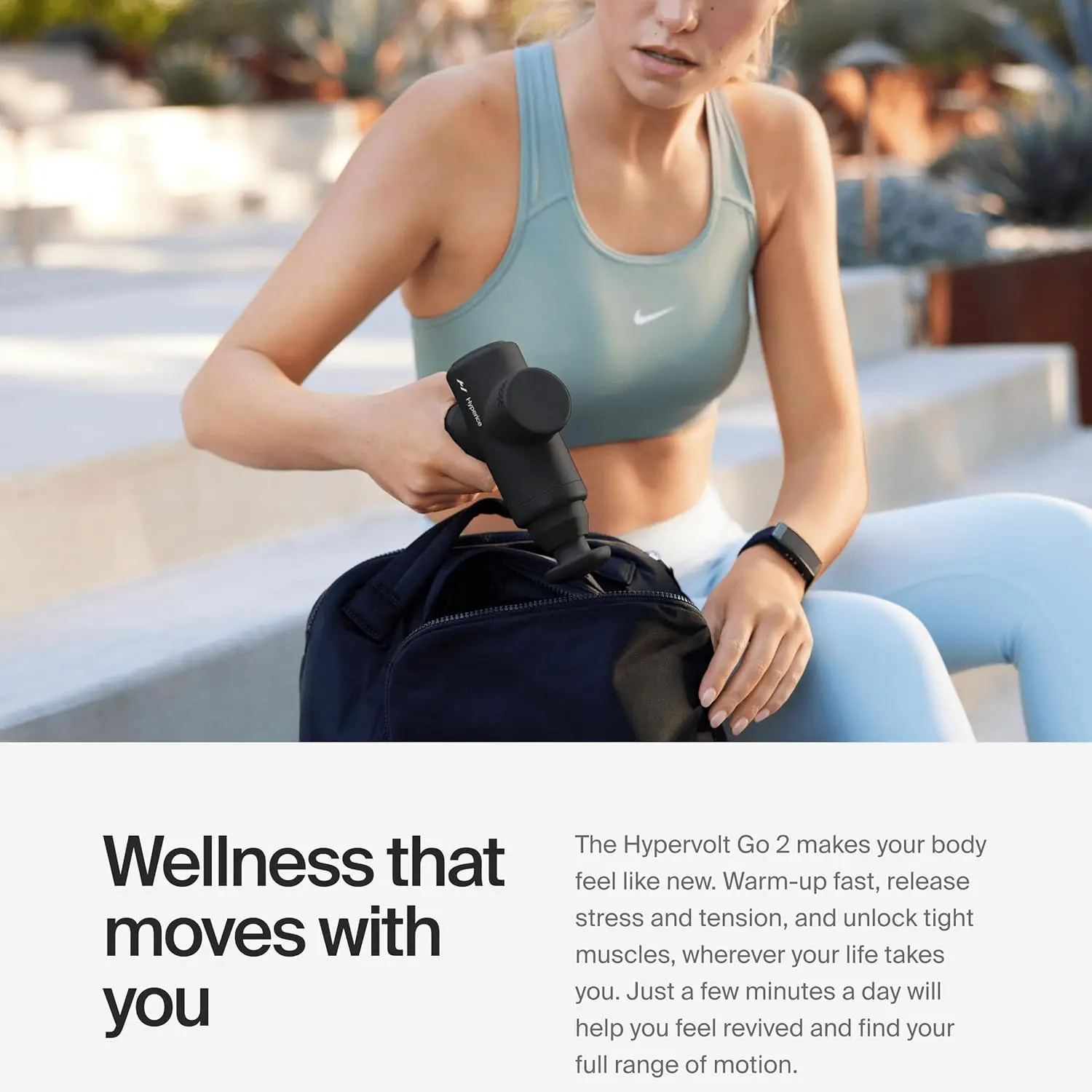 مسدس تدليك Hypervolt Go 2، أسود، 3 سرعات، 2 رأس، تقنية الإنزلاق الهادئة، يخفف وجع العضلات #3