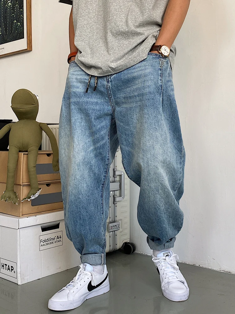

Retro Washed Loose Men's Straight Leg Jeans Spring Autumn High Waist Long Pants Casual Comfortable Harajuku American Style