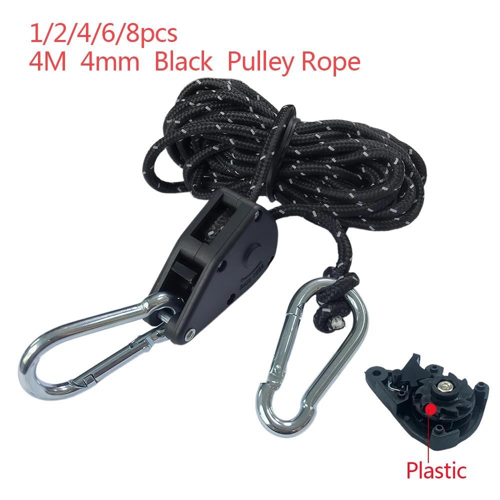 1/2/4/6/8 Peças de Corda Refletiva para Barraca de Camping, Fixador de Amarração, Fivela Fixa, Tensor de Polia, Ganchos de Catraca e Corda Refletiva para Toldo