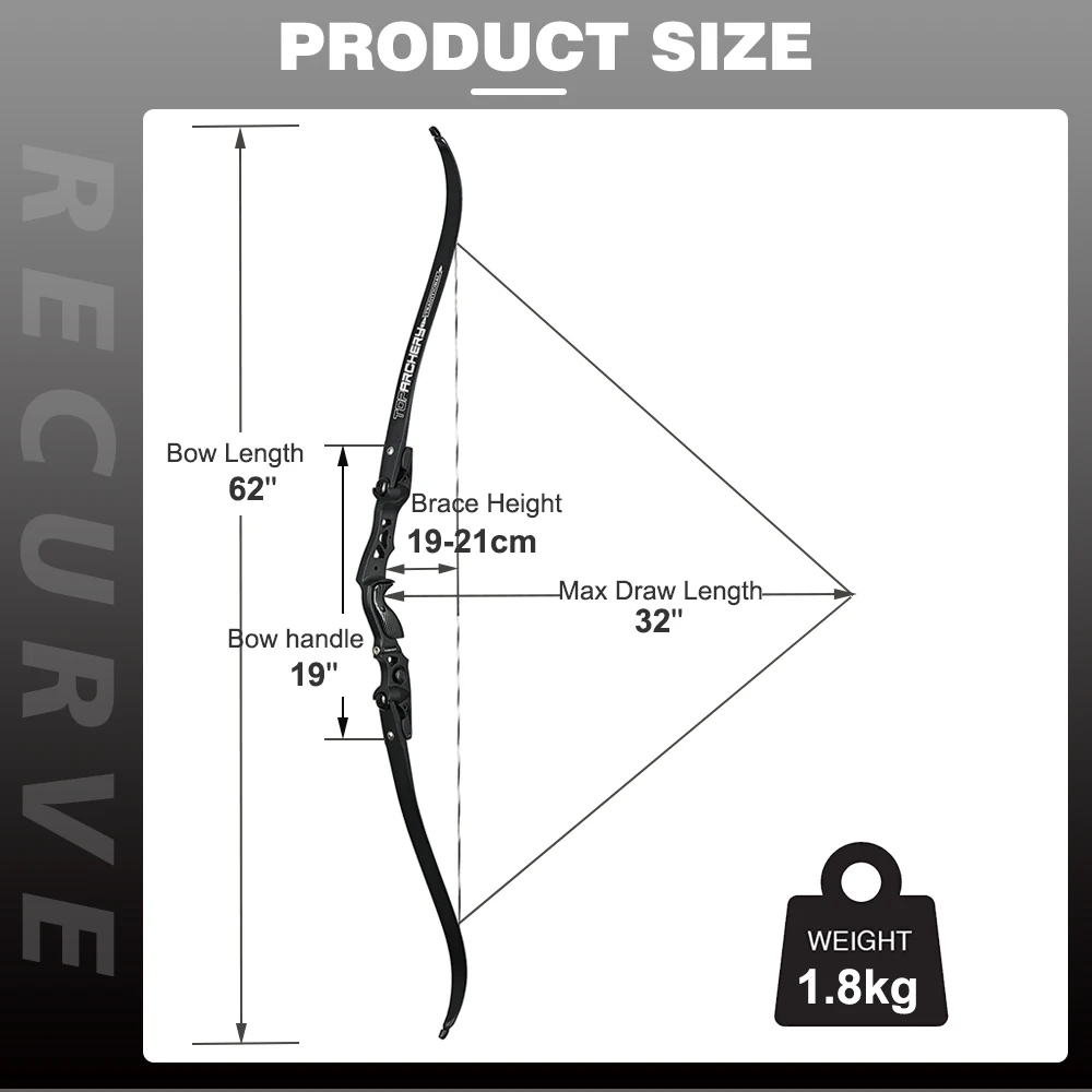 Arco recurvo de tiro con arco de aleación de aluminio, accesorios de caza al aire libre, 62 \