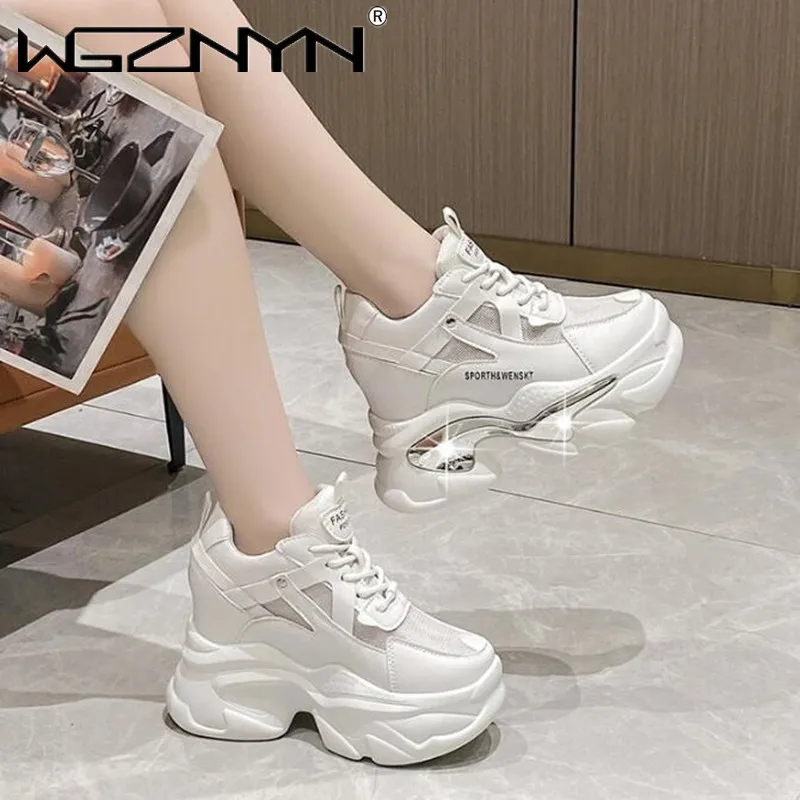 Luxury Women\'s High Platform Chunky Sneakers Woman 2024 Fashion Women Sports Shoes Pink White Sport Sneaker Tennis Elegant Shoes