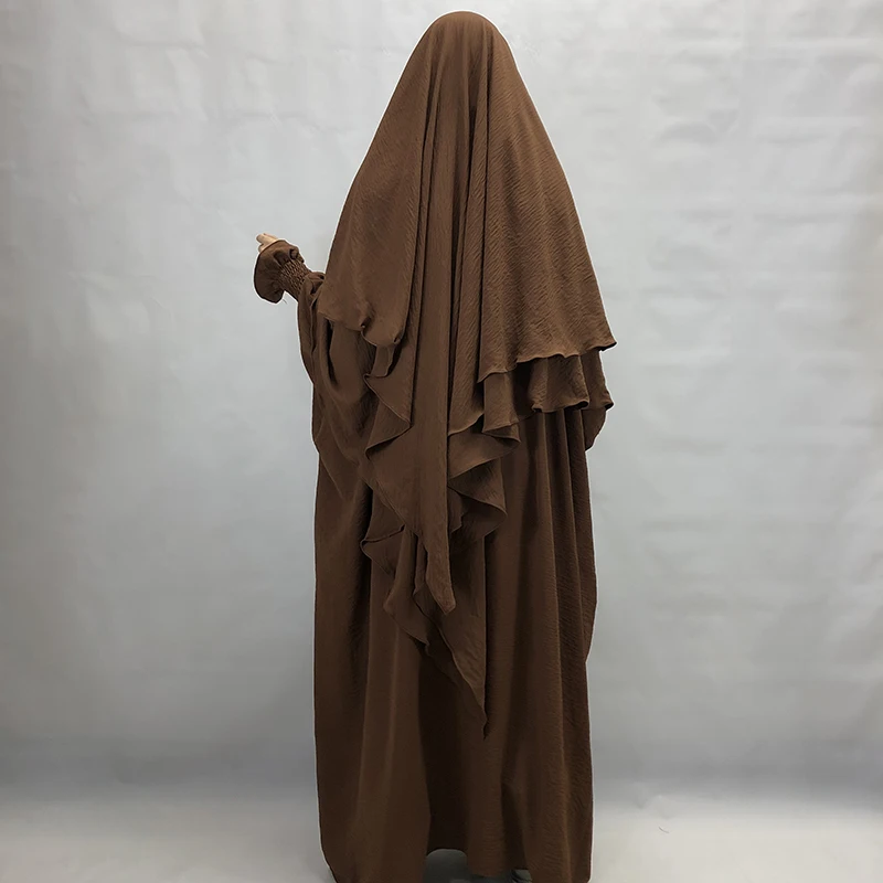 Abaya papillon avec Khimar crêpe de haute qualité Jazz femmes vêtements islamiques musulmans Jilbab Hijab robe de prière couches assorties Khimar